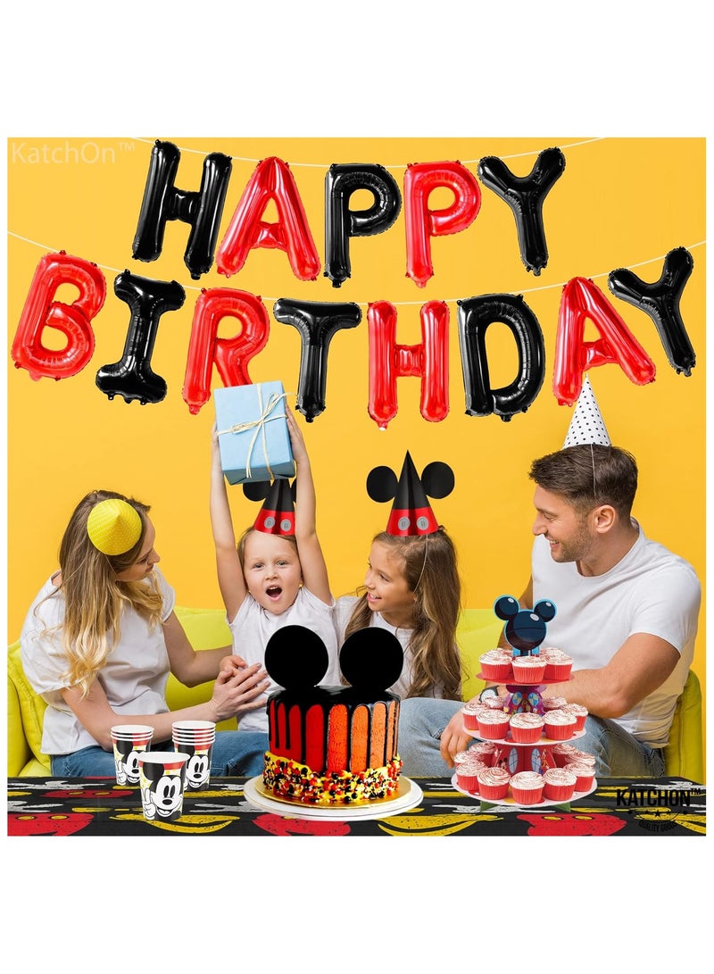 KatchOn , Black and Red Happy Birthday Banner Balloons - 16 Inch | Red and Black Birthday Decorations | Happy Birthday Balloons Letters for Red And Black Party Decorations | Happy Birthday Decorations - Image 2